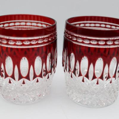 WATERFORD Crystal Clarendon Ruby Red Glasses (2)
