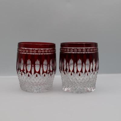 WATERFORD Crystal Clarendon Ruby Red Glasses (2)