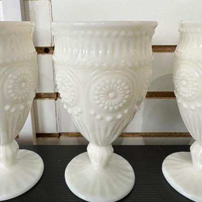 PIONEER WOMAN ADELINE SNOW WHITE MILK GLASS GOBLETS