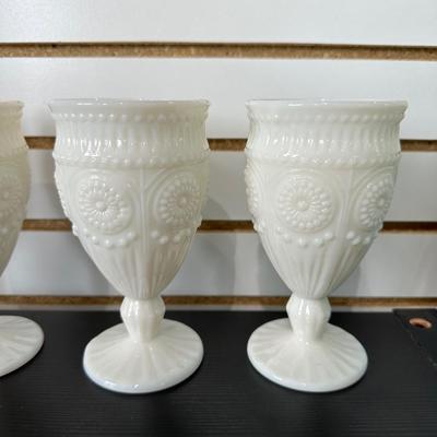 PIONEER WOMAN ADELINE SNOW WHITE MILK GLASS GOBLETS