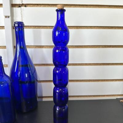 BLUE GLASS BOTTLES (3)