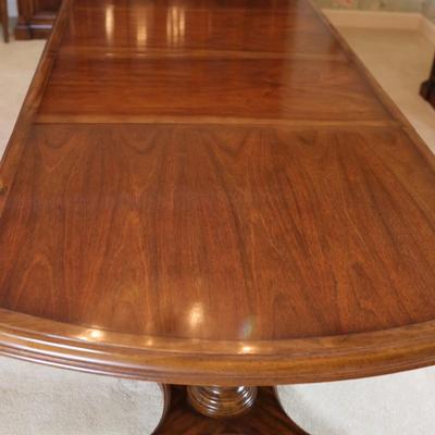 Solid Two Pedestal Dining Table with Three Leaves