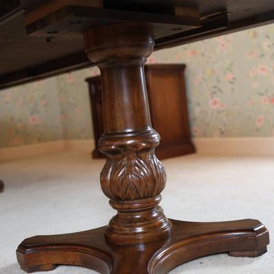 Solid Two Pedestal Dining Table with Three Leaves