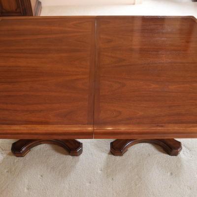 Solid Two Pedestal Dining Table with Three Leaves