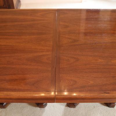 Solid Two Pedestal Dining Table with Three Leaves