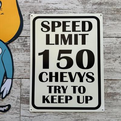 2 METAL/TIN SIGNS (3)