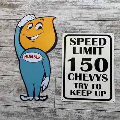 2 METAL/TIN SIGNS (3)