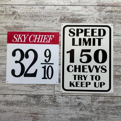 2 METAL/TIN SIGNS (4)