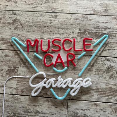NEON LOOK LIGHTED SIGN PLUS IRON DECOR (1)