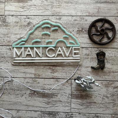 NEON LOOK LIGHTED SIGN PLUS IRON DECOR (2)