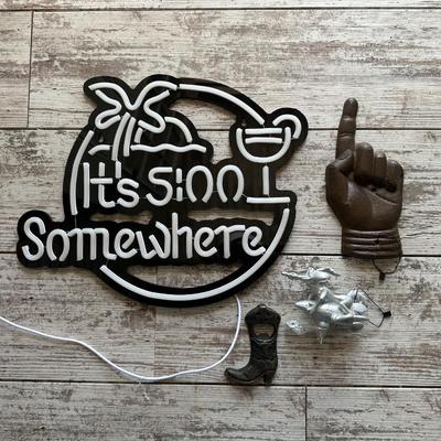 NEON LOOK LIGHTED SIGN PLUS IRON DECOR (5)
