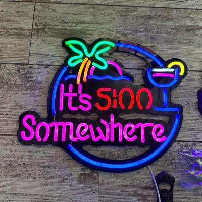 NEON LOOK LIGHTED SIGN PLUS IRON DECOR (5)