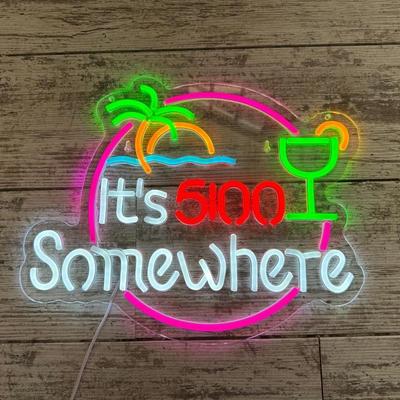 NEON LOOK LIGHTED SIGN PLUS A LEPRECHAUN SIGN