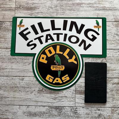 METAL POLLY GAS SIGN AND A NEW AUTO INSURANCE/REGISTRATION HOLDER