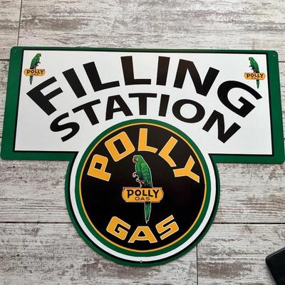 METAL POLLY GAS SIGN AND A NEW AUTO INSURANCE/REGISTRATION HOLDER