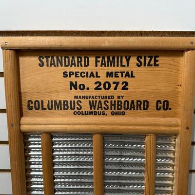 MAID-RITE WASHBOARD AND GLASS MILK BOTTLE