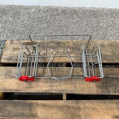 COCA-COLA WOODEN CRATE AND METAL HOLDER