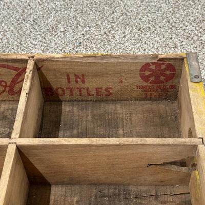 COCA-COLA WOODEN CRATE AND METAL HOLDER