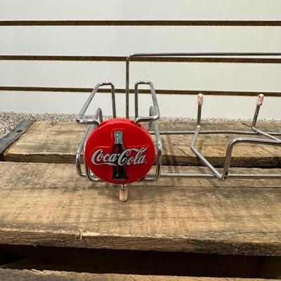 COCA-COLA WOODEN CRATE AND METAL HOLDER