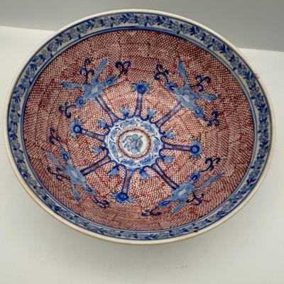 Vintage Japan Hand Painted Porcelain Ware Floral Bowl Decorated In Hong Kong