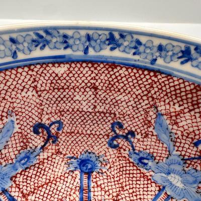 Vintage Japan Hand Painted Porcelain Ware Floral Bowl Decorated In Hong Kong