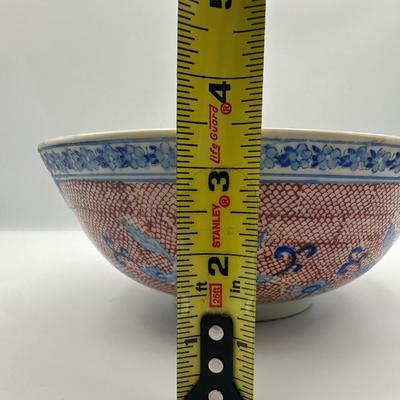 Vintage Japan Hand Painted Porcelain Ware Floral Bowl Decorated In Hong Kong