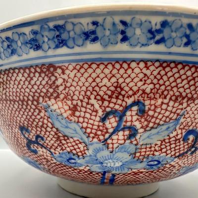 Vintage Japan Hand Painted Porcelain Ware Floral Bowl Decorated In Hong Kong
