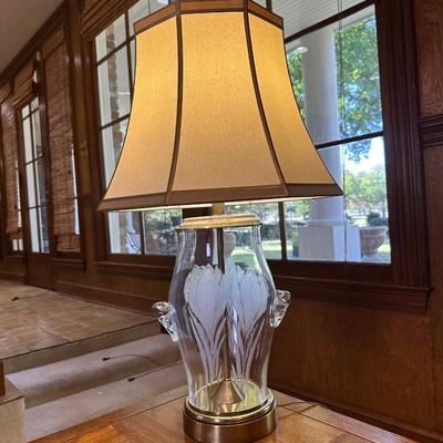 Glass Lamp with Frosted Tulips Table Lamp