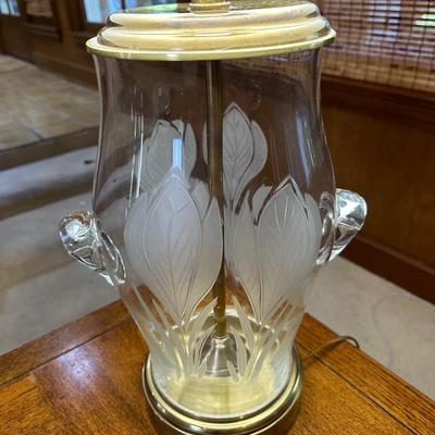 Glass Lamp with Frosted Tulips Table Lamp