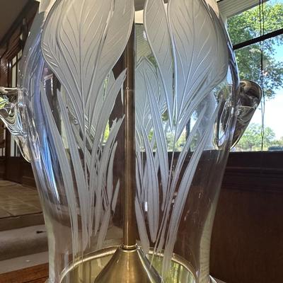 Glass Lamp with Frosted Tulips Table Lamp
