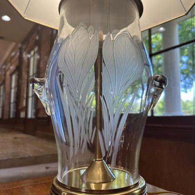 Glass Lamp with Frosted Tulips Table Lamp