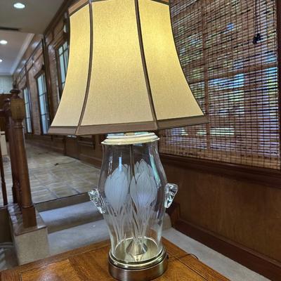 Glass Lamp with Frosted Tulips Table Lamp