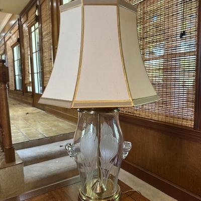 Glass Lamp with Frosted Tulips Table Lamp