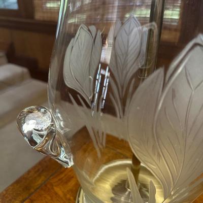 Glass Lamp with Frosted Tulips Table Lamp