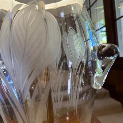 Glass Lamp with Frosted Tulips Table Lamp