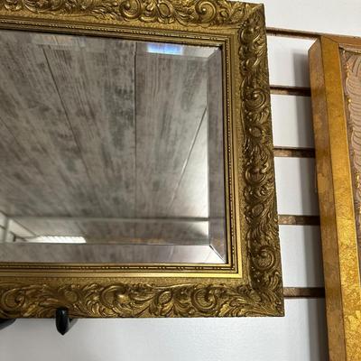 GILTWOOD FRAME WITH BEVELED MIRROR AND WATER LILIES BY MONET