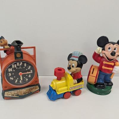 Mickey Mouse Plastic Bank Engine & Alarm Clock