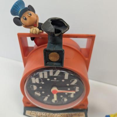 Mickey Mouse Plastic Bank Engine & Alarm Clock