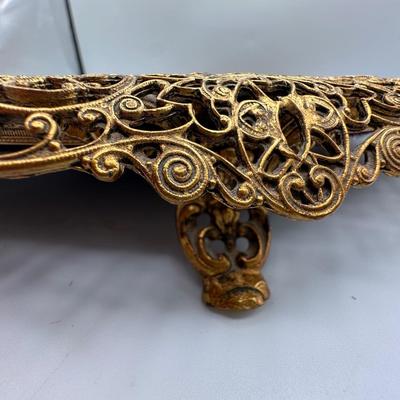 Vintage Brass Round Vanity Mirror
