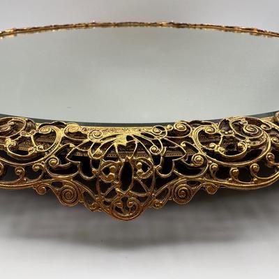 Vintage Brass Round Vanity Mirror