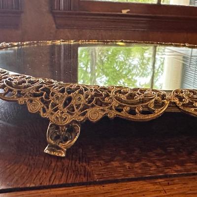 Vintage Brass Round Vanity Mirror
