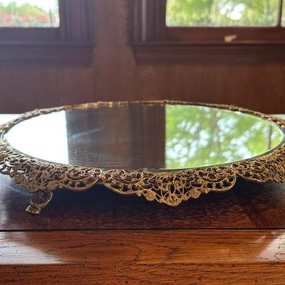 Vintage Brass Round Vanity Mirror