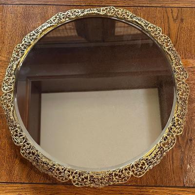 Vintage Brass Round Vanity Mirror