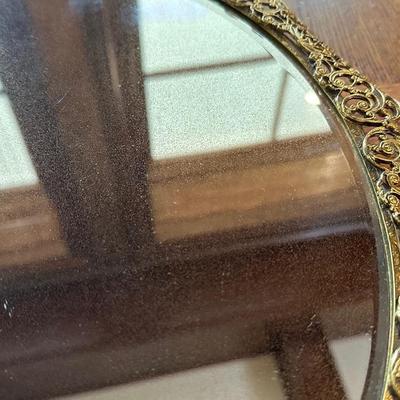 Vintage Brass Round Vanity Mirror