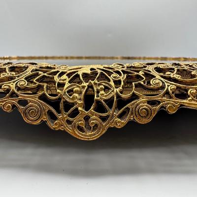 Vintage Brass Round Vanity Mirror