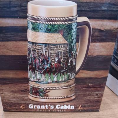 2 BUDWEISER AND 1 MILLER BEER STEINS