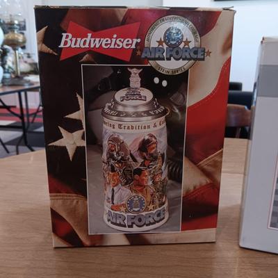 BUDWEISER AIR FORCE AND CHASING THE CHECKERED FLAG BEER STEINS