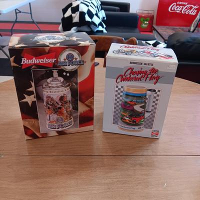 BUDWEISER AIR FORCE AND CHASING THE CHECKERED FLAG BEER STEINS