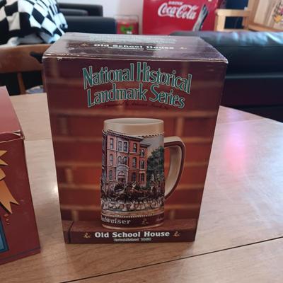 ANHEUSER-BUSCH HISTORICAL A & EAGLE SERIES AND BUDWEISER OLD SCHOOL HOUSE BEER STEINS