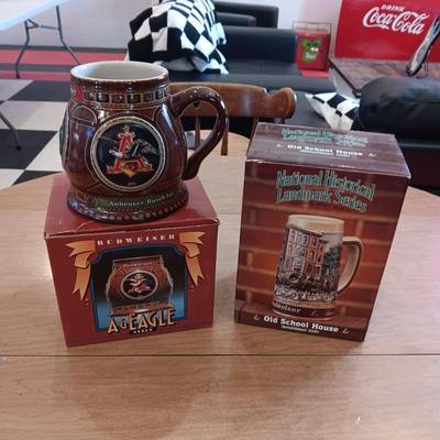 ANHEUSER-BUSCH HISTORICAL A & EAGLE SERIES AND BUDWEISER OLD SCHOOL HOUSE BEER STEINS